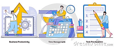 Business productivity, time management, task prioritization concept with character. Productivity optimization abstract vector Cartoon Illustration