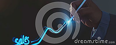 Business Professional Analyzing Sales Growth on Digital Chart Stock Photo