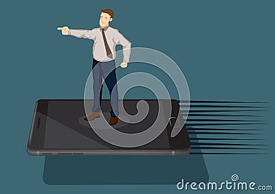 Business Professional Surfing on Mobile Phone Vector illustration for Business Technology Metaphor Vector Illustration