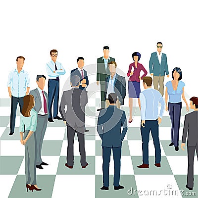 Business professionals on chess board Vector Illustration