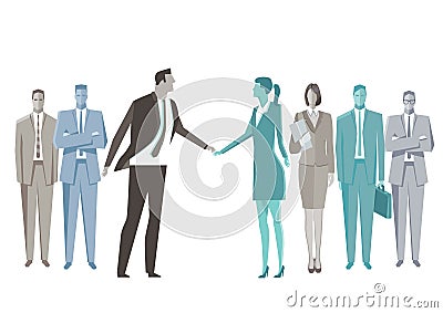 Business professionals shaking hands Vector Illustration