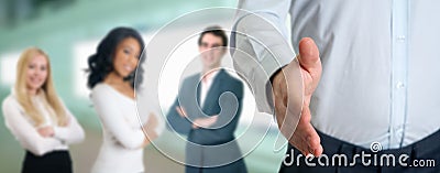 Business professionals shaking hands Stock Photo