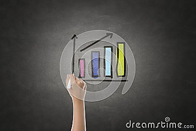 Business progress report on black board Stock Photo