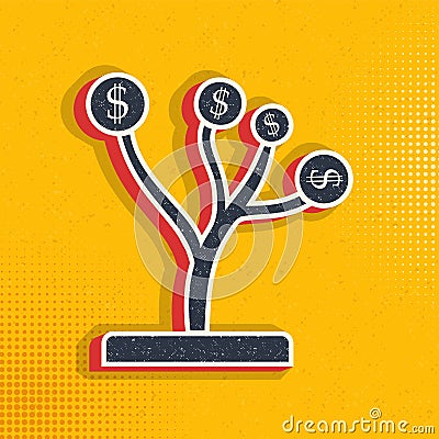 business project, finance pop art, retro icon. Vector illustration of pop art Cartoon Illustration