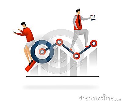 Business and promotion of vector illustration. choose keywords to increase traffic. look for best list keywords if traffic decreas Vector Illustration