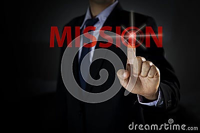 Business pushing on Mission button concept Stock Photo