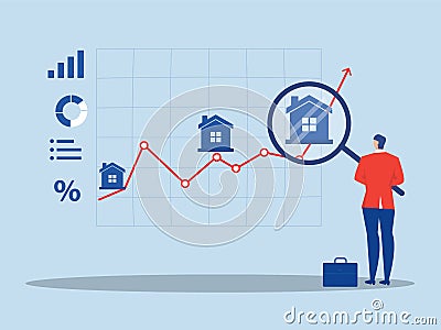 Business in real estate or housing price rising up Vector Illustration