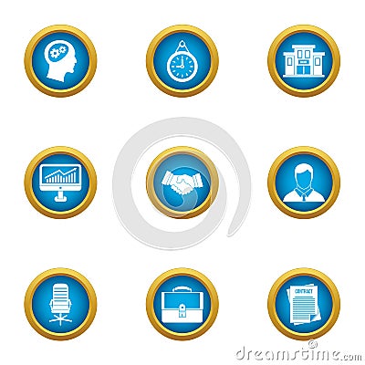 Business recharge icons set, flat style Vector Illustration