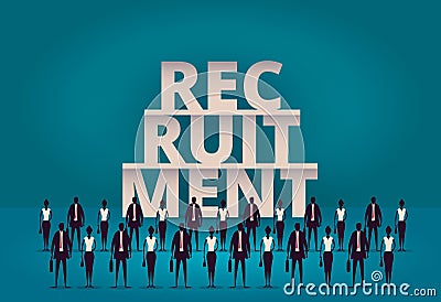 Business recruitment concept. HR manager hiring new employee or workers for job. Recruiting staff or personnel in their corporate Vector Illustration