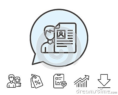 Business recruitment line icon. CV documents. Vector Illustration