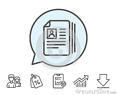 Business recruitment line icon. CV documents. Vector Illustration