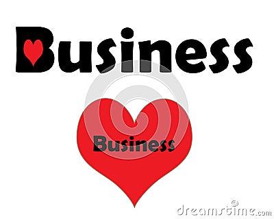 Business with a red heart and a larger heart with business inside Stock Photo