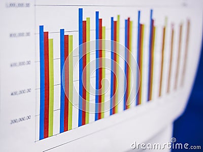 Business report Bar graph finance analysis Office paper report data Business background Stock Photo