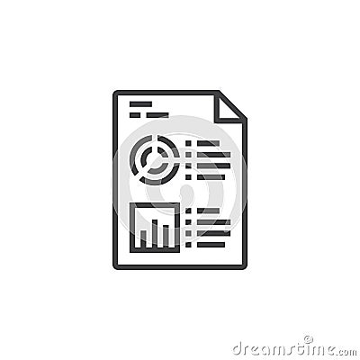 Business report symbol. Statistics And Analytics File line icon, outline vector sign, linear pictogram isolated on white. logo il Vector Illustration