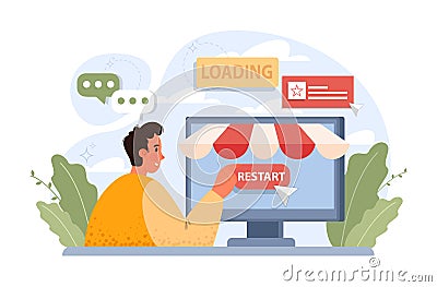 Business restart. Economy recovery after crisis or restrictions. Vector Illustration