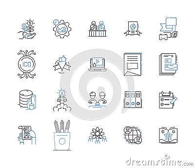 Business revenue outline icons collection. Profit, Revenue, Income, Sales, Turnover, Tariff, Dues vector and Vector Illustration