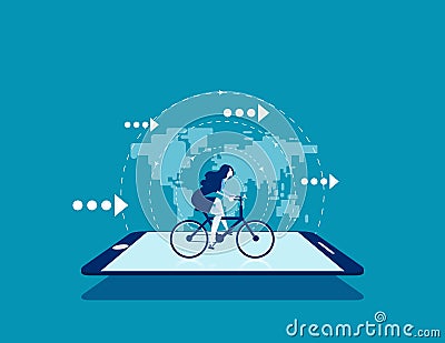 Business ride bicycle . Concept business vector illustration, Direction, Speed, Technology Vector Illustration