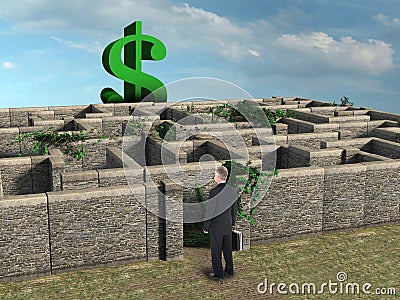 Business Risk Reward Maze Sales Cartoon Illustration