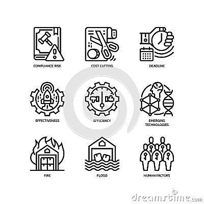 Business risks icons set Vector Illustration