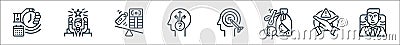 business risks line icons. linear set. quality vector line set such as executive, restriction, money loss, objective, uncertainty Vector Illustration