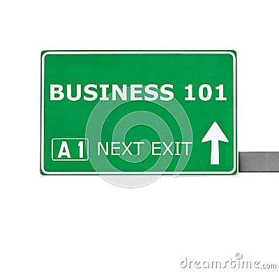 BUSINESS 101 road sign isolated on white Stock Photo