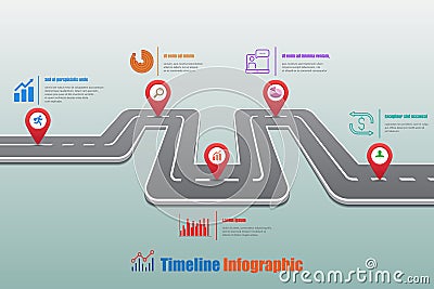Business roadmap timeline infographic template, vector illustration Vector Illustration
