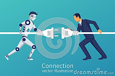 Business and robot connection Vector Illustration