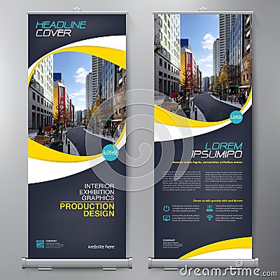 Business Roll Up. Standee Design. Banner Template. Vector Illustration