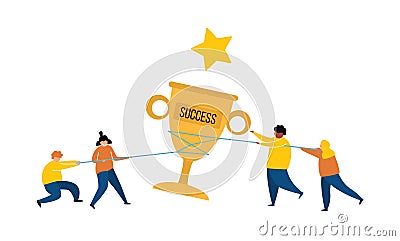 Business rope pulling. Tug war, people confrontation flat concept. Balance person game, team conflict or competition utter vector Vector Illustration