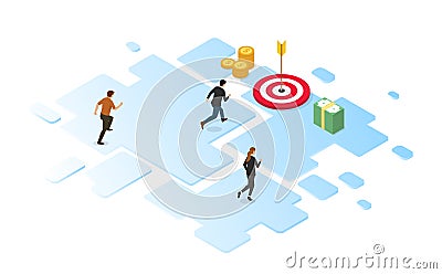 Business run competition to reach financial target goals with isometric design style Stock Photo