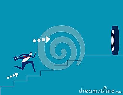 Business running into goal. Concept business vector illustration, Achievement, Successful, Target Vector Illustration