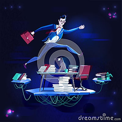 Business - running overcoming obstacles concept Vector Illustration