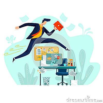 Business - running overcoming obstacles concept Vector Illustration