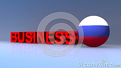 Business with Russia flag on blue Stock Photo