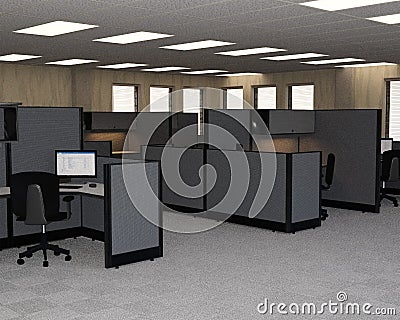 Business Sales Office, Cubicles, Cubes Stock Photo