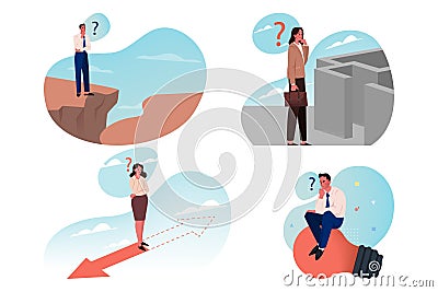 Business, search, idea, brainstorming, thinking, analysis set concept Vector Illustration