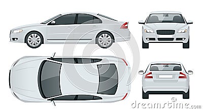 Business sedan vehicle. Car template vector isolated illustration View front, rear, side, top. Change the color in one Vector Illustration