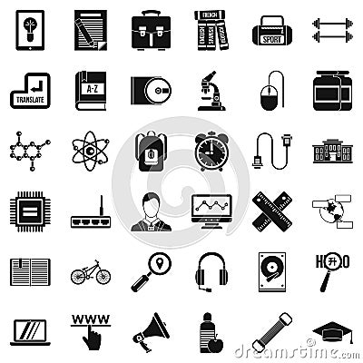 Business seminar icons set, simple style Vector Illustration