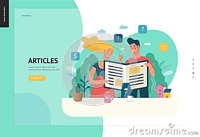 Business series - articles, web template Vector Illustration