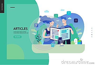 Business series - articles, web template Vector Illustration