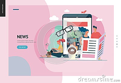 Business series - news or articles, web template Vector Illustration