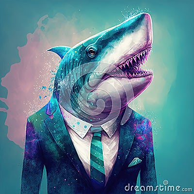 Business shark boss in suit and tie. Generative AI Stock Photo