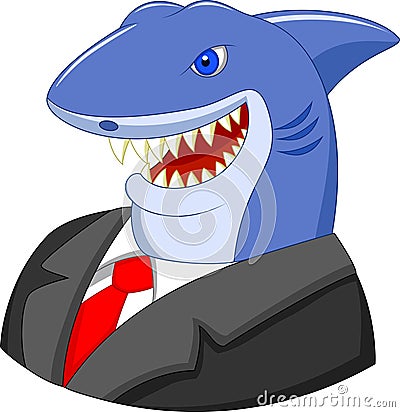 Business shark cartoon Vector Illustration