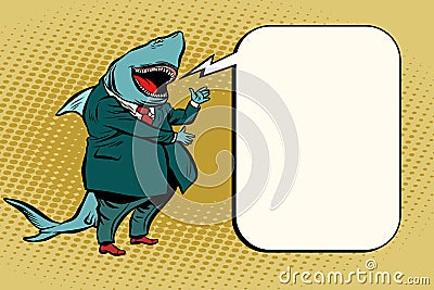 Business shark comic bubble Vector Illustration