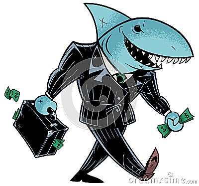 Business Shark Dark Suit Vector Illustration