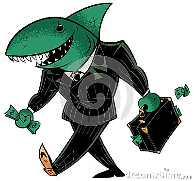 Business Shark Dark Suit Vector Illustration