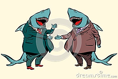 Business shark deal negotiations Vector Illustration