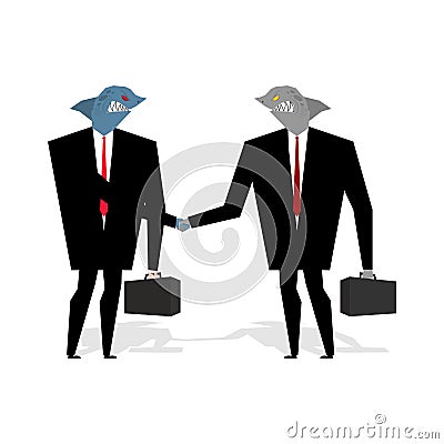Business Sharks Handshake make deal. Professionals shake hands. Vector Illustration