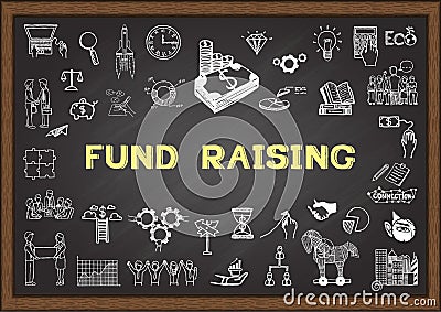 Business sketch about fund raising on chalkboard. Vector Illustration