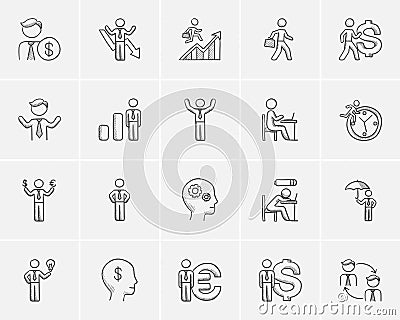 Business sketch icon set. Vector Illustration